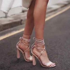 Tony Bianco Kendell Heel Sandal Vinyl & Blush Kid Suede